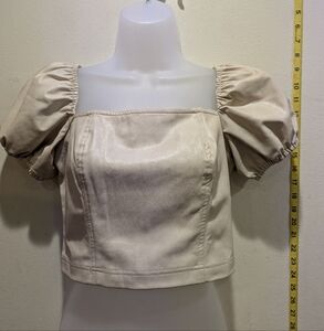 7 For All Mankind Cream Puff Sleeve Blouse Size S